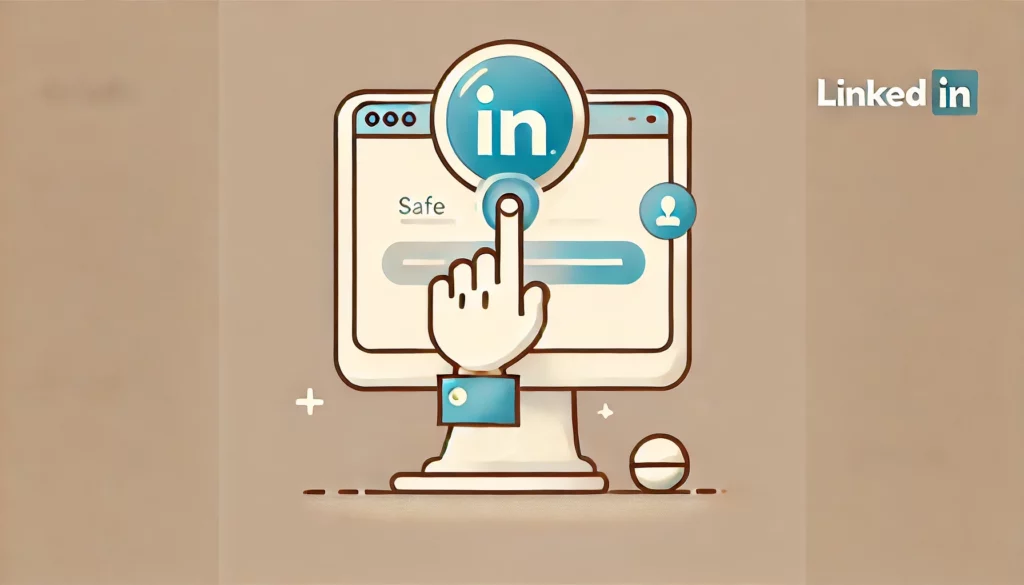 A minimalist image in landscape mode illustrating a LinkedIn profile with delicate warning symbols surrounding it in a clean, simple design, representing linkedin automation warning