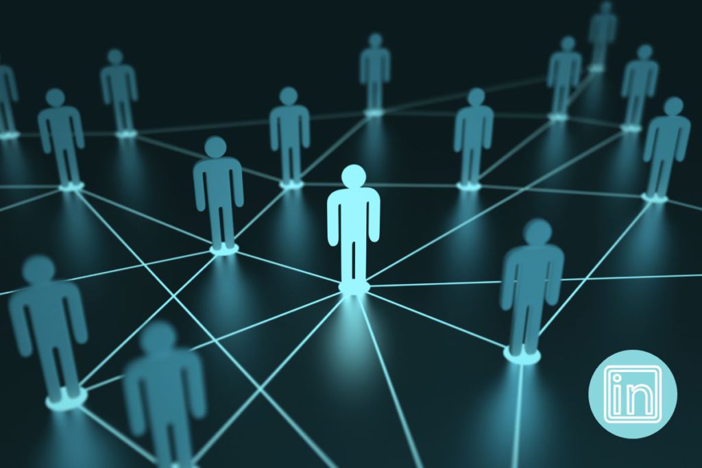 an illustration showing a network between people, symbolizing the connecting power of both LinkedIn Sales Navigator and LinkedIn Recruiter